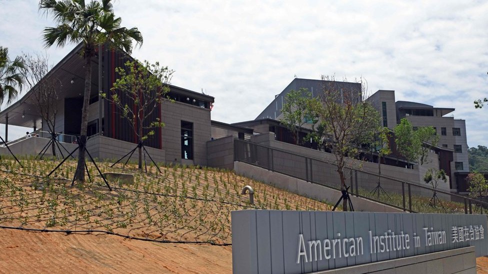 A general view shows the American Institute in Taiwan (AIT) new office complex in Taipei on June 12, 2018. Washington on June 12 unveiled a multi-million-dollar new complex for its de facto embassy in Taiwan in what is hailed as a "milestone" in relations, a declaration likely to rile China. / AFP PHOTO / SAM YEHSAM YEH/AFP/Getty Images