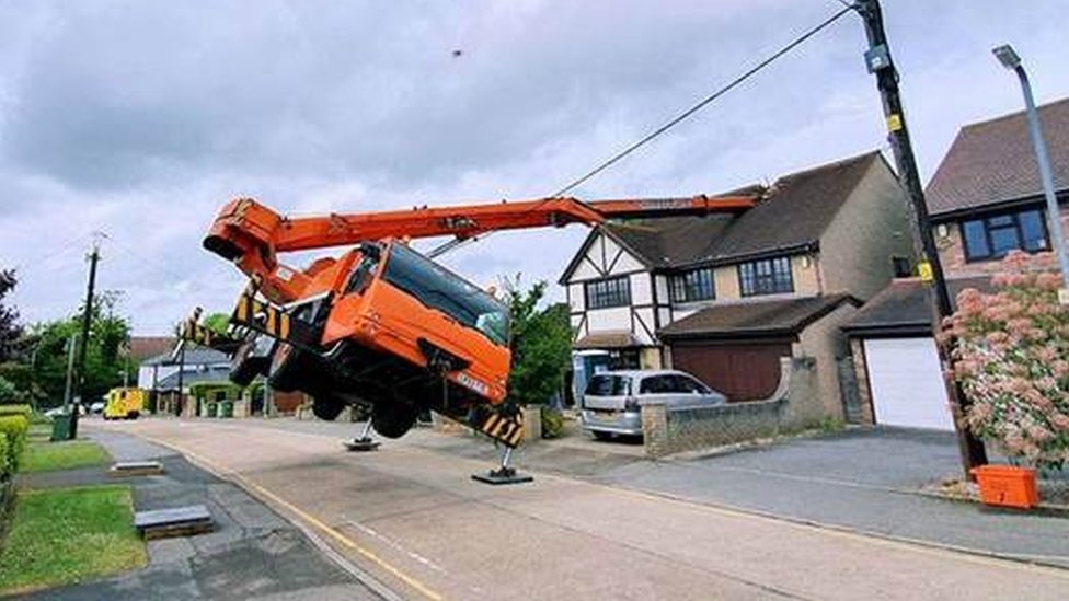 Crane falls on house roof in Billericay BBC News