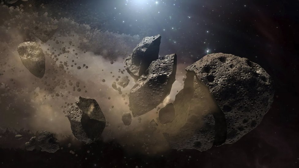 Illustration of the asteroid that killed the dinosaurs