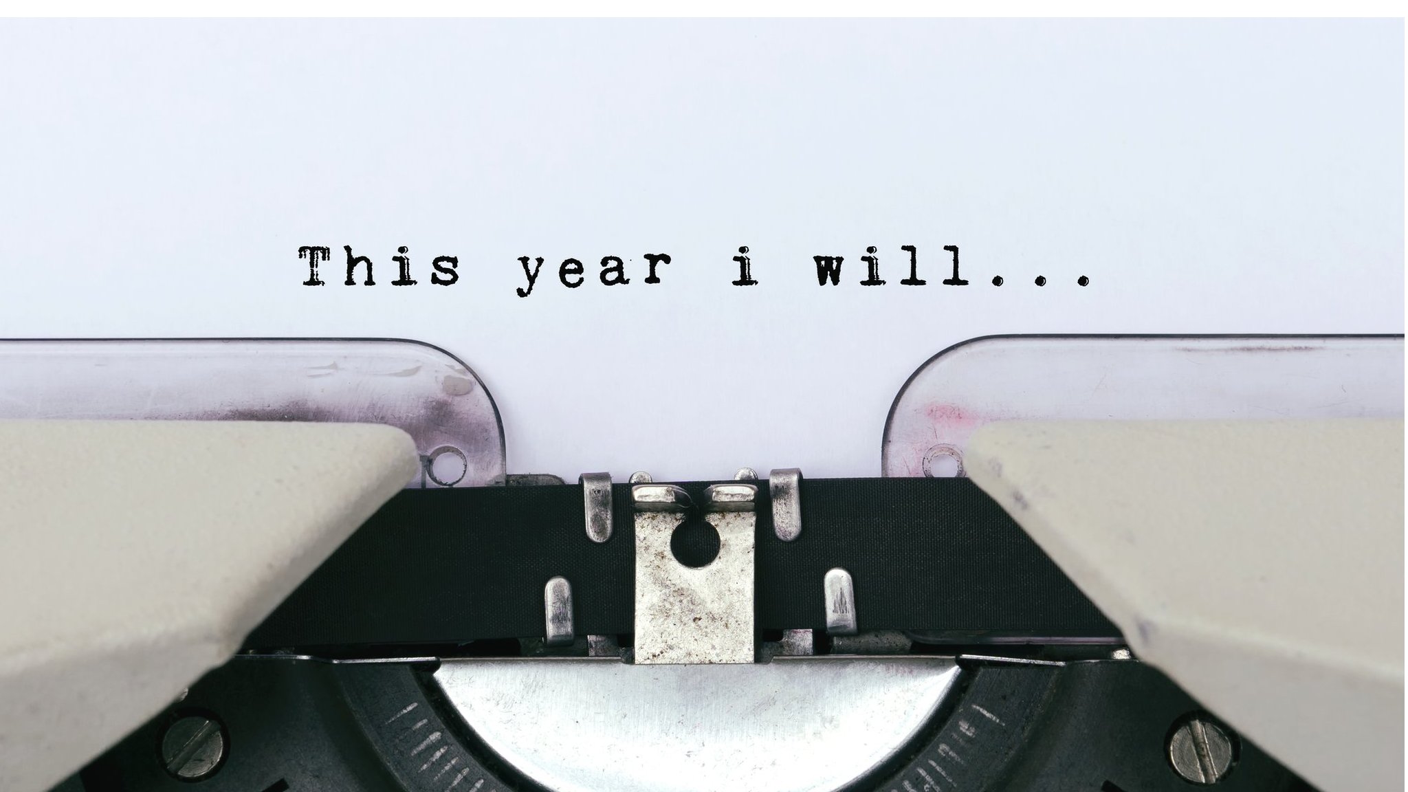 Typewriter with 'This year I will..' message
