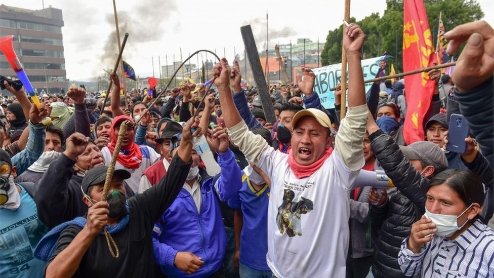 Manifestantes en Quito