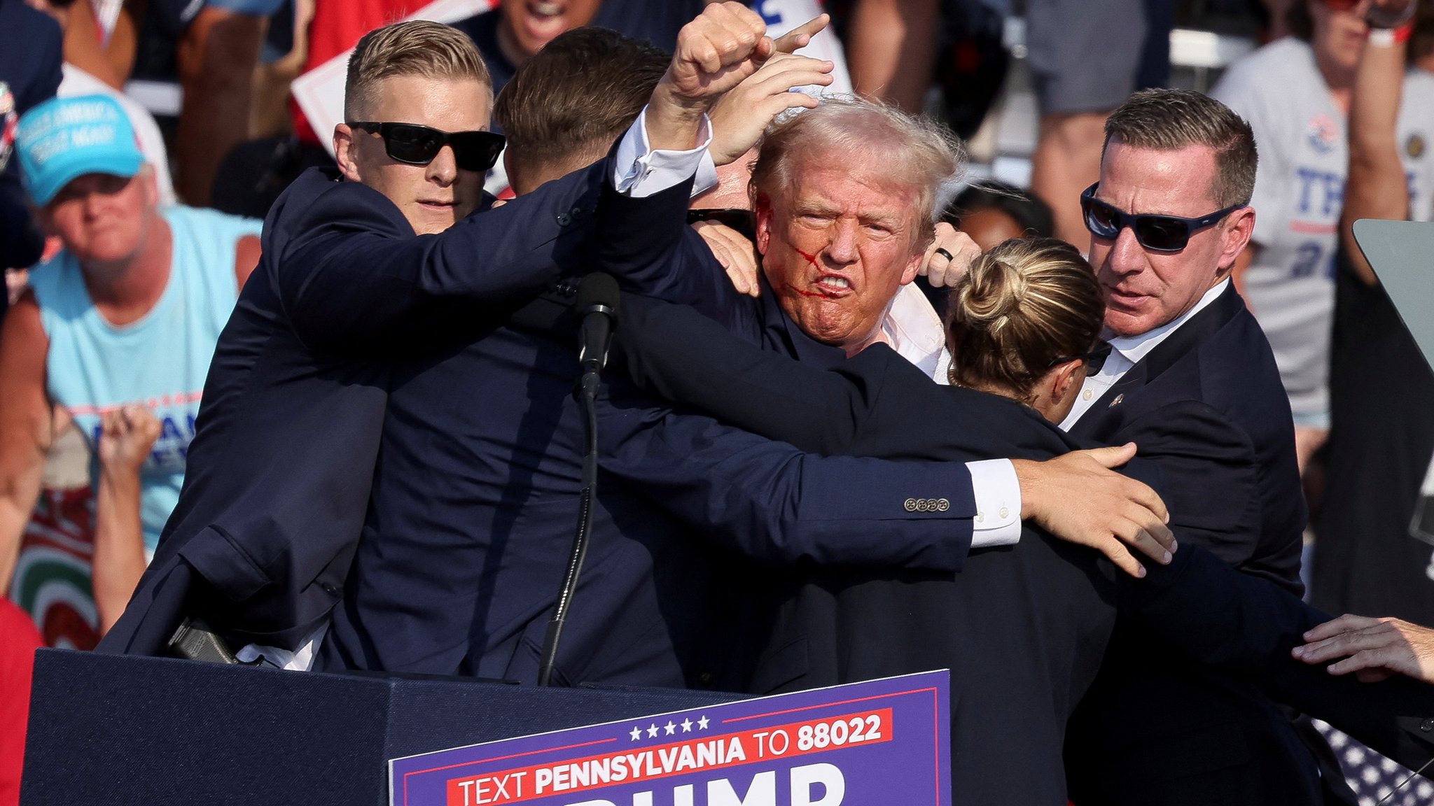 Trump at a campaign rally after being shot 