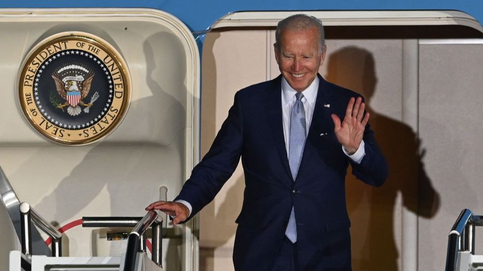 6月25日，在七國集團峰會前夕，美國總統拜登抵達德國慕尼黑的機場。