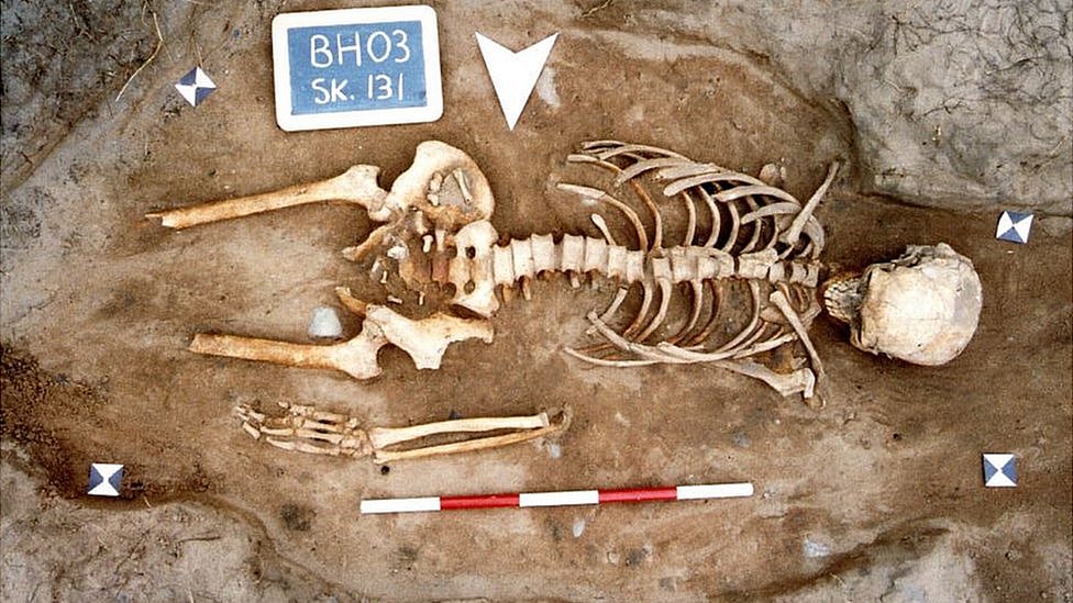 Раскопанный англосаксонский скелет из Бамбурга