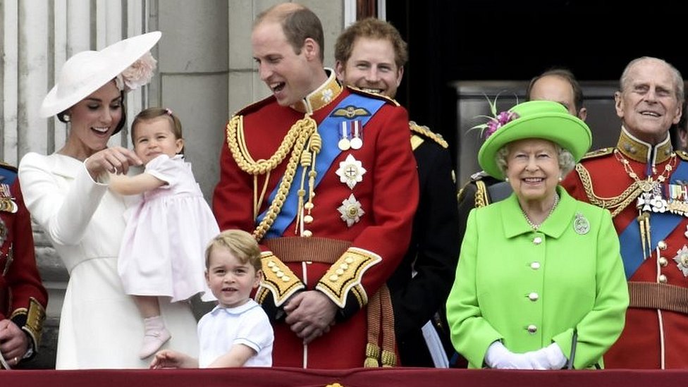 The Royal Family on the balcony of Buckingham Palace in 2016