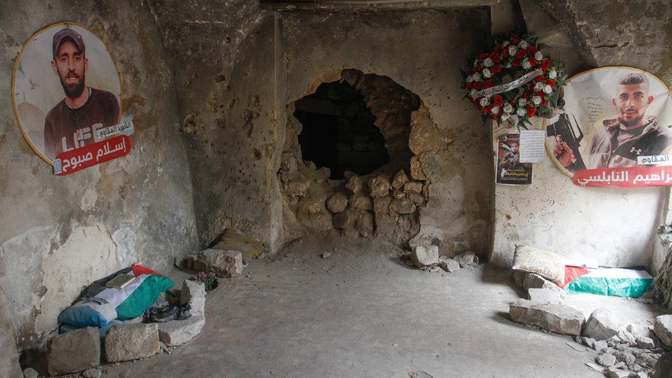 Escondite en el que se refugiaban miembros de la Guarida del León en Nablus.