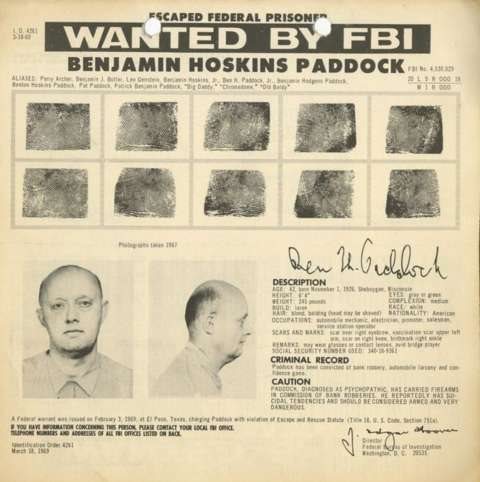 Boletín del FBI con la búsqueda de Benjamin Paddock (Foto: FBI) Boletín del FBI con la búsqueda de Benjamin Paddock (Foto: FBI)