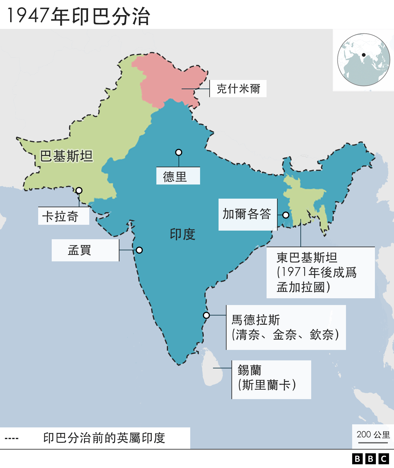 1947年印度地圖