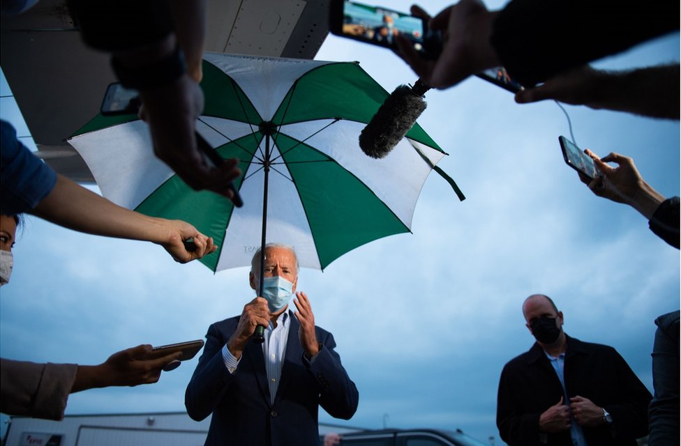 Joe Biden speaks to the press