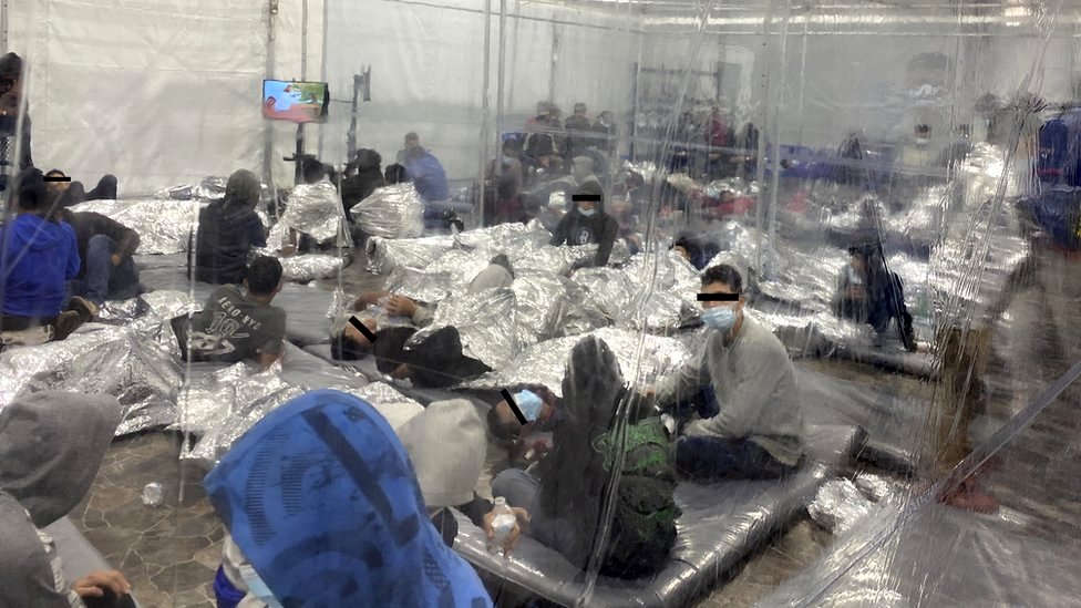 Child migrants: First photos emerge of Biden-era detention centres