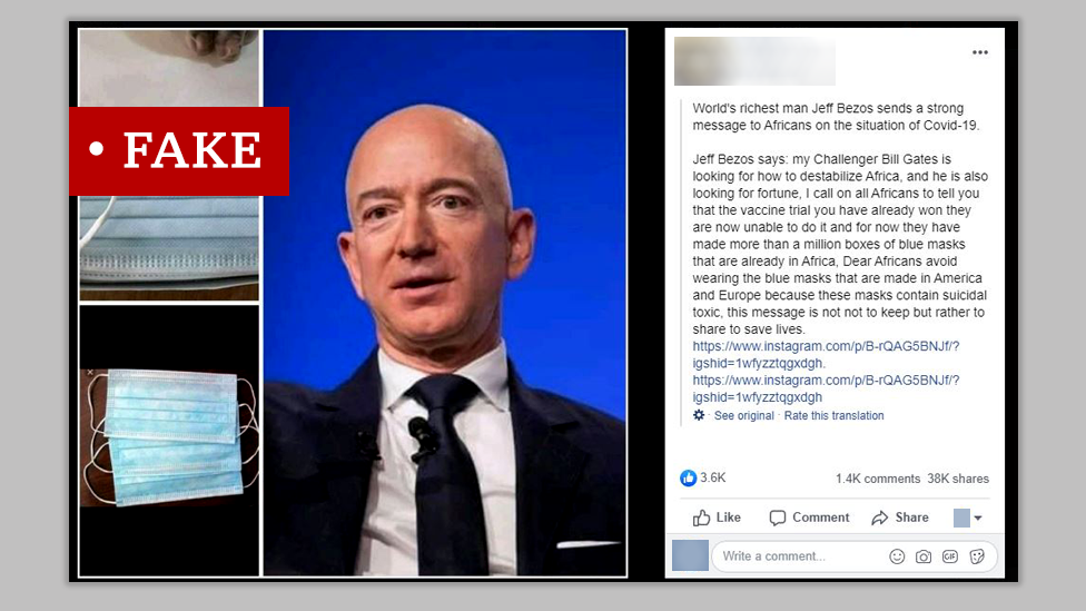 Скриншот фальшивого сообщения о Джеффе Безосе из Amazon
