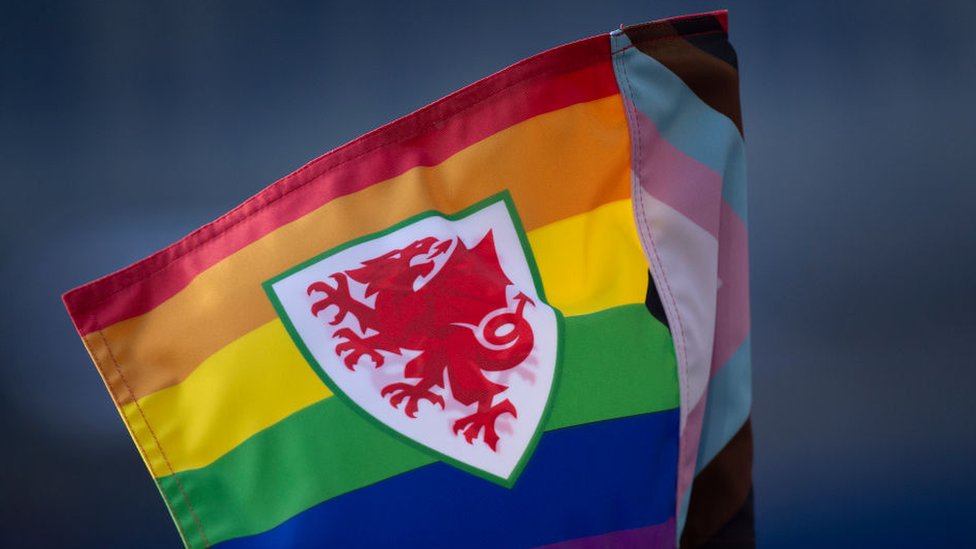 Welsh football flag supporting LGBT fans and players