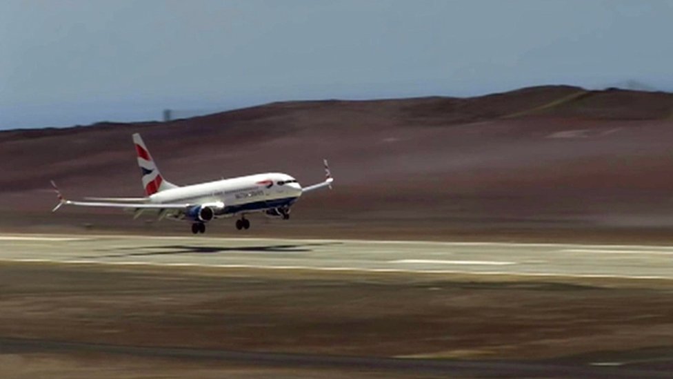 The first commercial flight lands on St Helena BBC News
