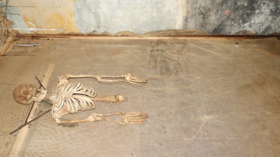 Экспонат скелета в могиле