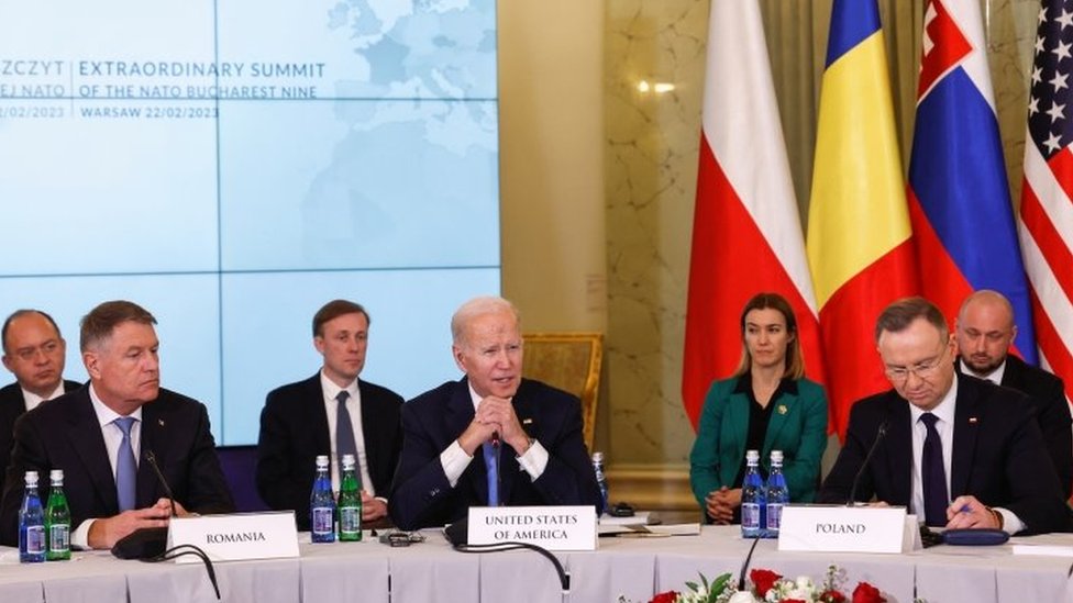 Joe Biden with the leaders of Poland and Romania