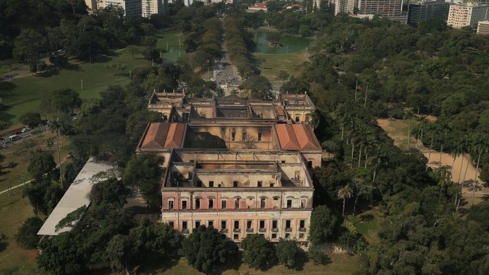 Vista del Museo Nacional de Brasil tras el incendio.