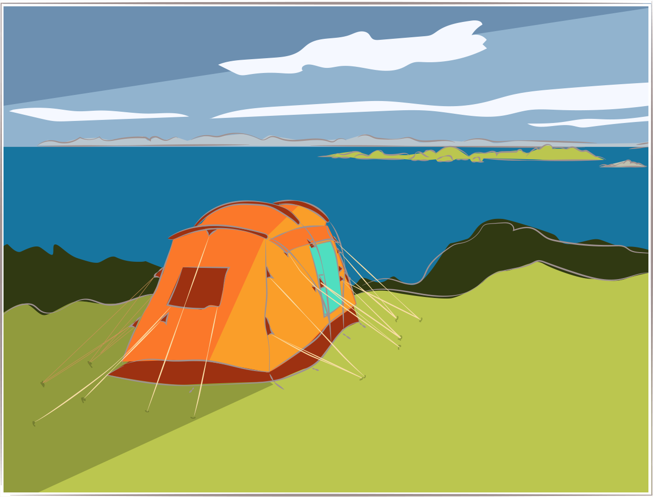 Иллюстрация палатки на холме