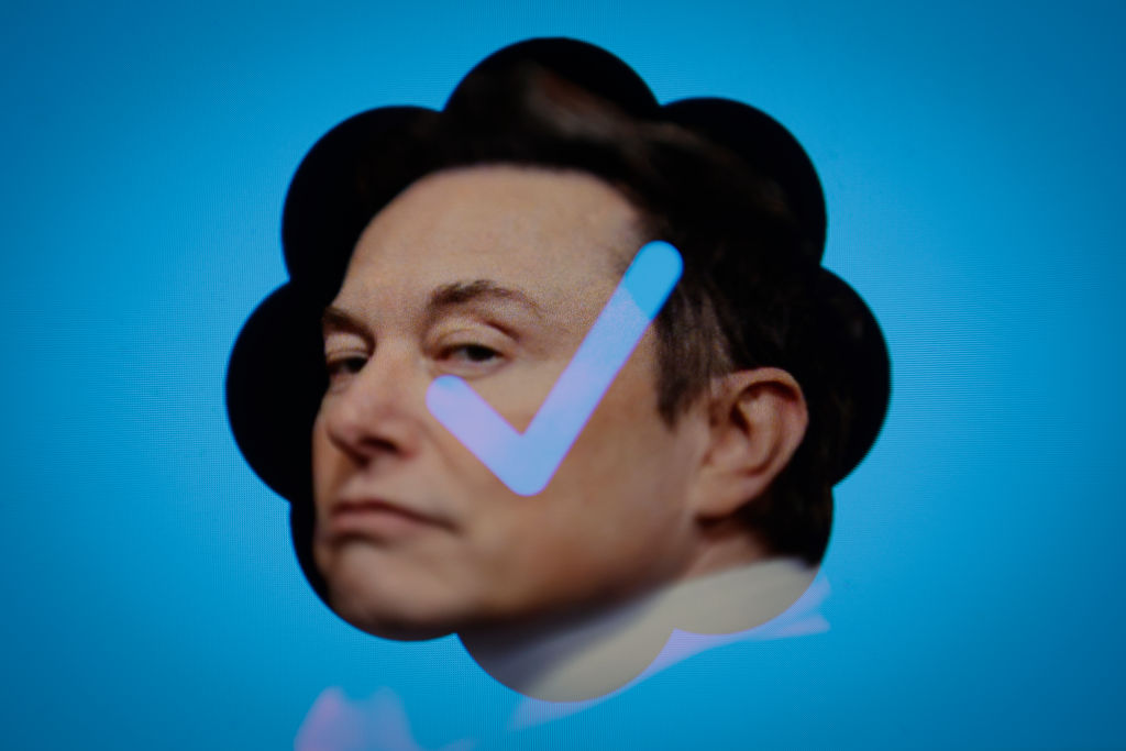 Elon Musk con un "tick" de verificación de Twitter.