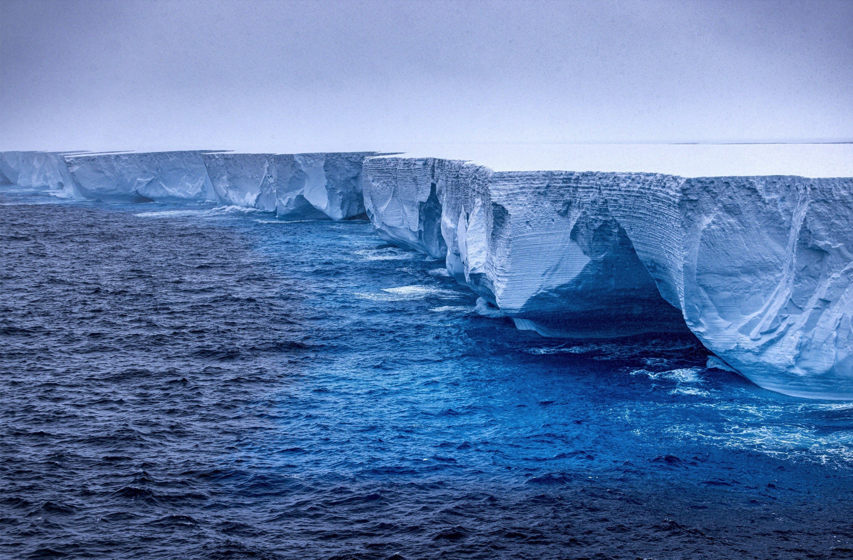 An aerial shot of A23a iceberg