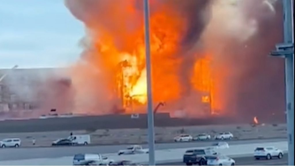 Watch: Huge fire burns in Las Vegas