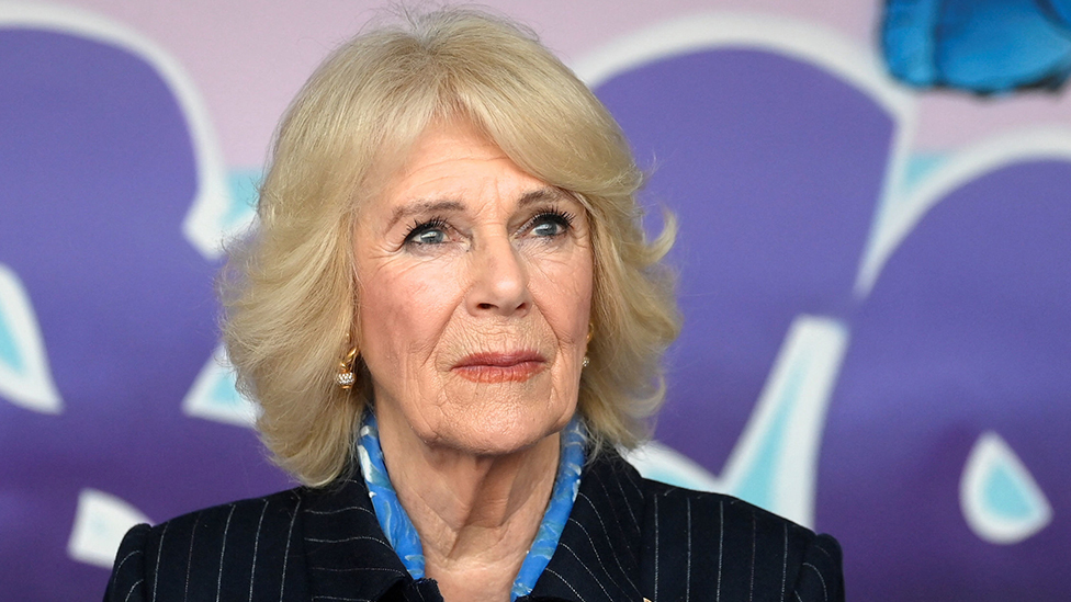 Queen Consort Camilla visits the S.T.O.R.M Family Centre, in London, 9 February 2023.