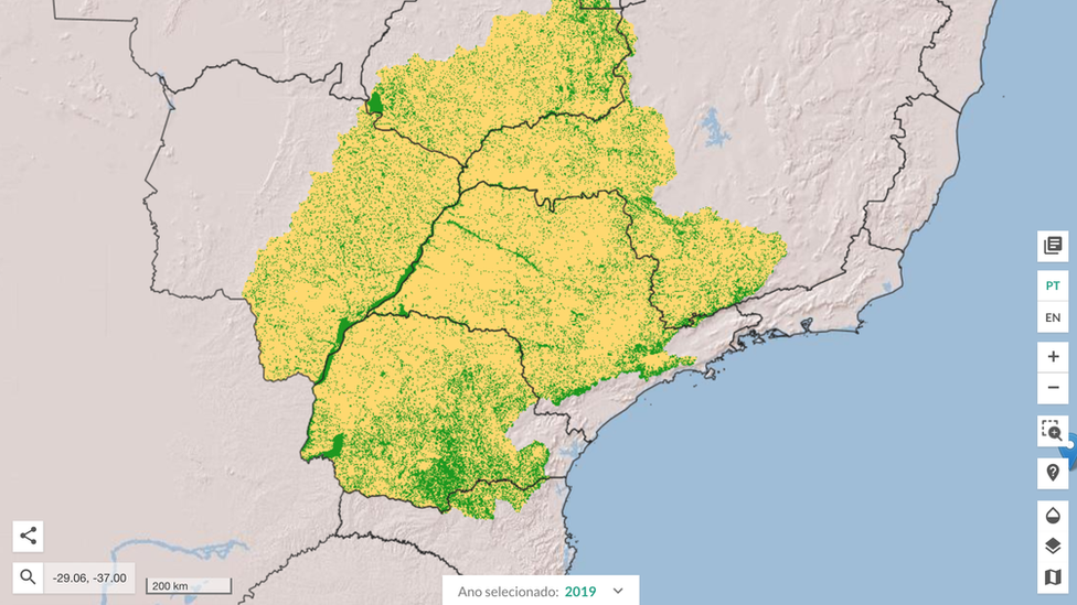 Mapa mostra ocupação do solo na bacia do Paraná