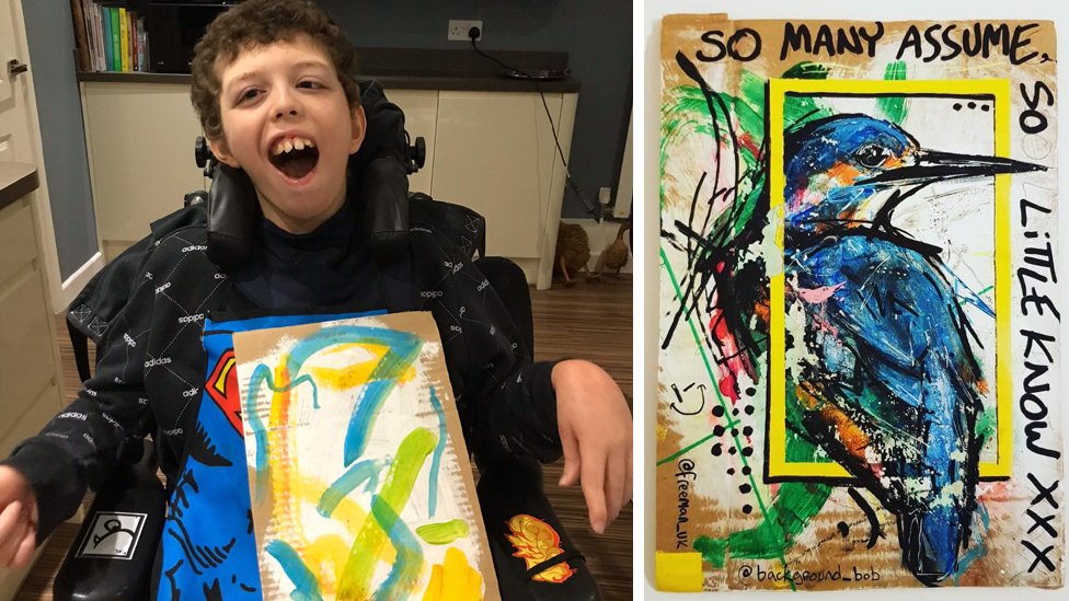 Covid lockdown artist: More than 250 artists help with Essex disabled boy's project - BBC News