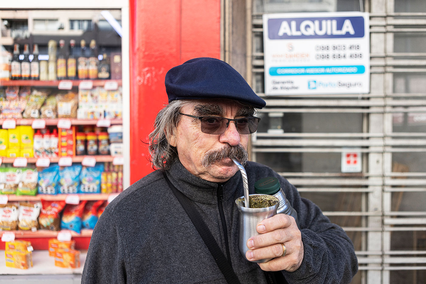 ​​A man drinks mate tea made using bottled water as tap water in Montevideo is barely drinkable after the government implemented emergency measures to mix reservoir water with salted water to boost supplies - 7 July 2023