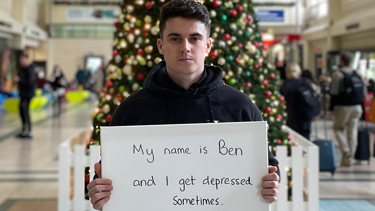 Mental health: Man's train station sign aims to change lives