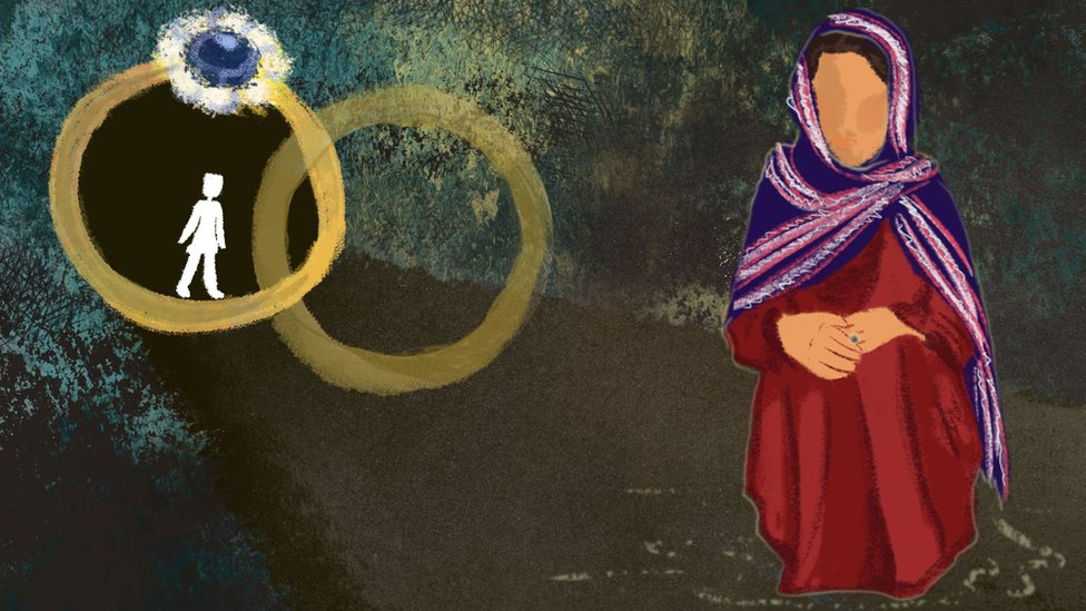 NO USAR, BBC Ilustración que muestra a Nazanin y dos anillos de boda
