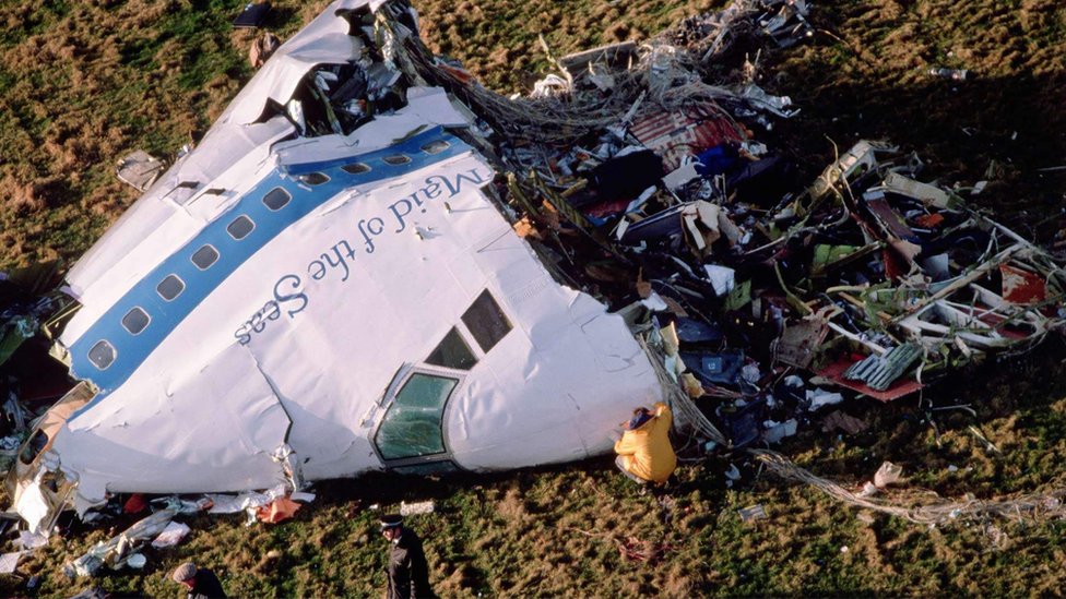 Restos del avión de Pan Am cerca de Lockerbie.