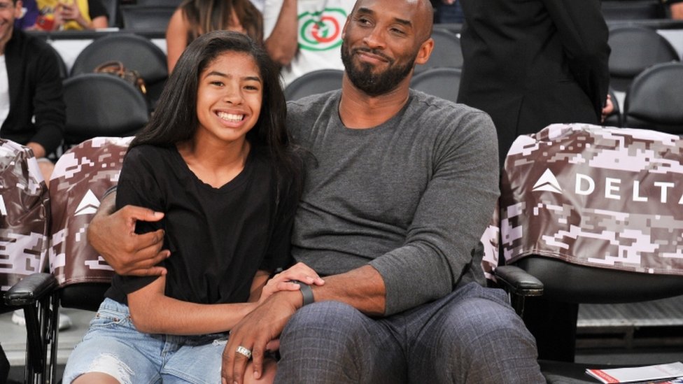 Kobe Bryant and his daughter Gianna Bryant attend a basketball game between the Los Angeles Lakers and the Atlanta Hawks at Staples Center