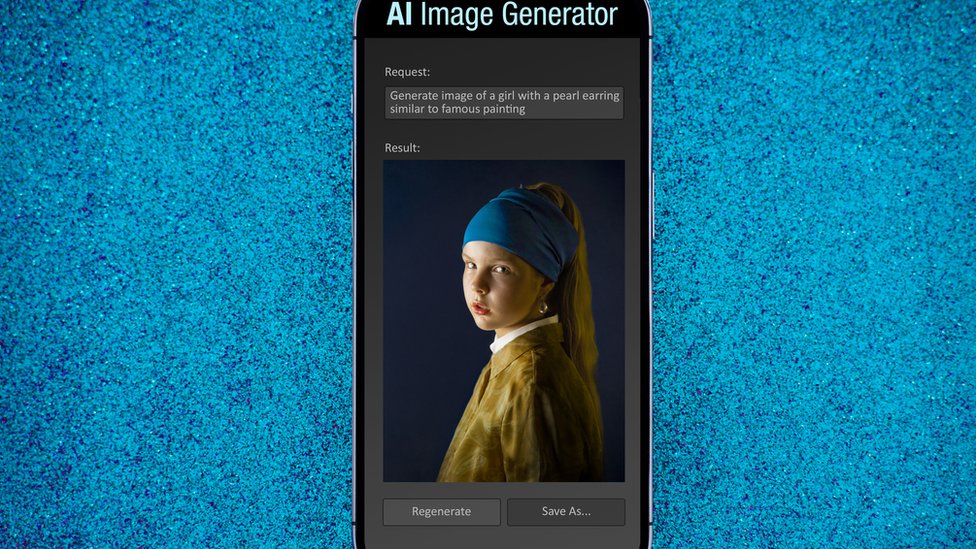 Concept of generating photo-realistic image by AI (Artificial Intelligence) software.
