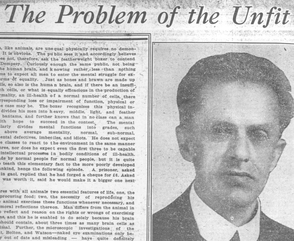 Статья профессора Берри о «преступности и вырождении» в 1924 году