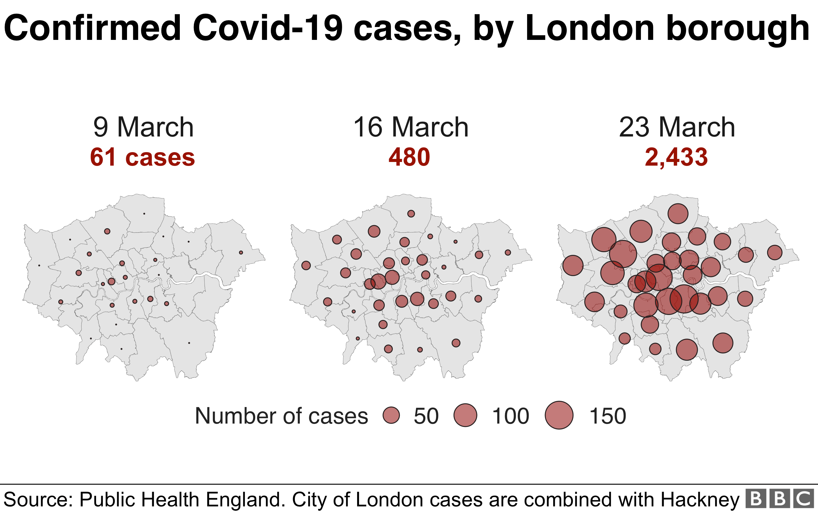 График показывает рост случаев заражения covid-19 в районах Лондона