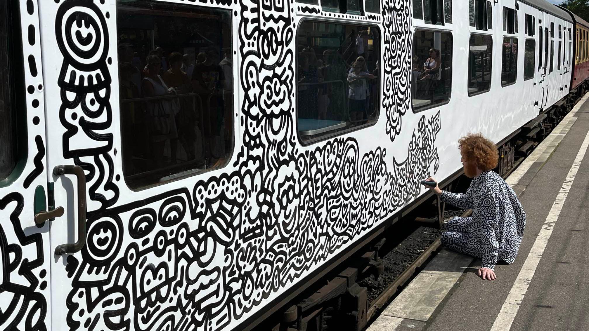 Mr Doodle: Kent artist doodles over entire train carriage