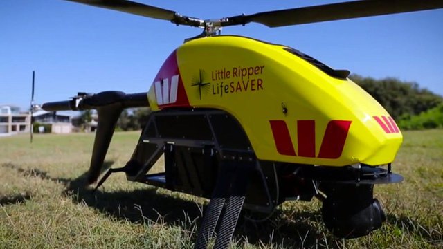A drone which can spot sharks and deploy life-saving equipment