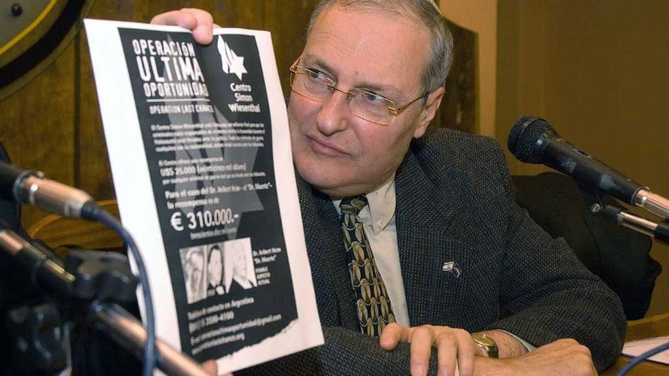 Dr Zuroff at a press conference in Argentina promoting 