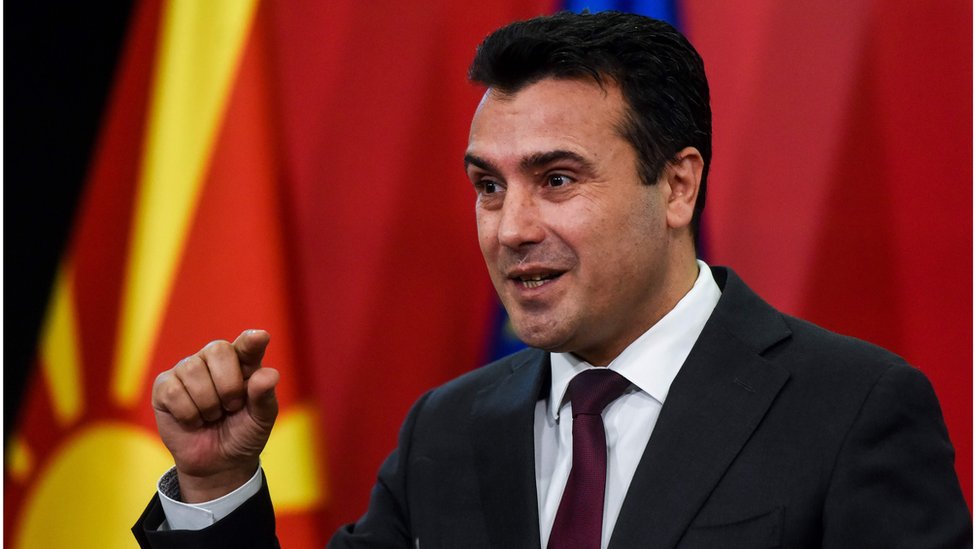 Macedonian Prime Minister Zoran Zaev gives a press conference in Skopje on 19 October 2019
