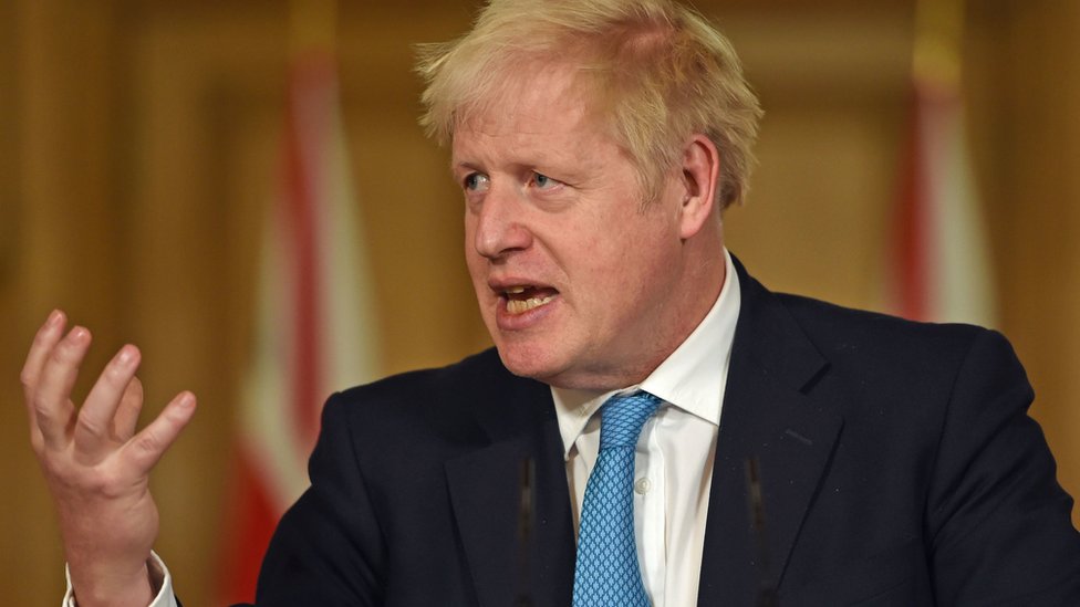UK Prime Minister Boris Johnson speaks in London. Photo: 16 October 2020
