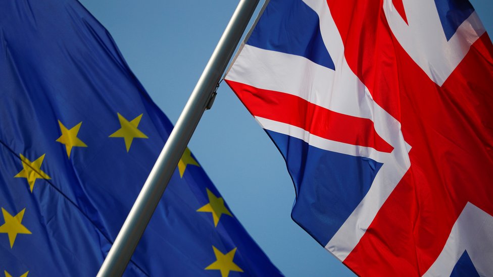 Флаги Европейского Союза и Великобритании