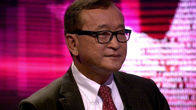Sam Rainsy, president of the Cambodia National Rescue Party (CNRP)