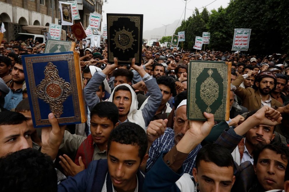 Yemeni protest over Quran-burning, Sanaa, 24 Jul 23