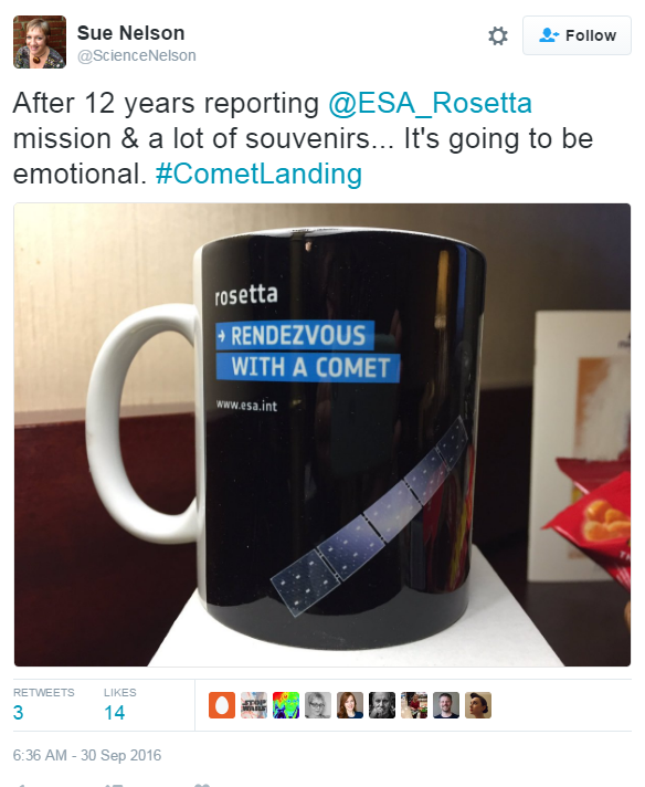 Твиттер @ScienceNelson о кружке Rosetta, в которой говорится, что это будет эмоционально