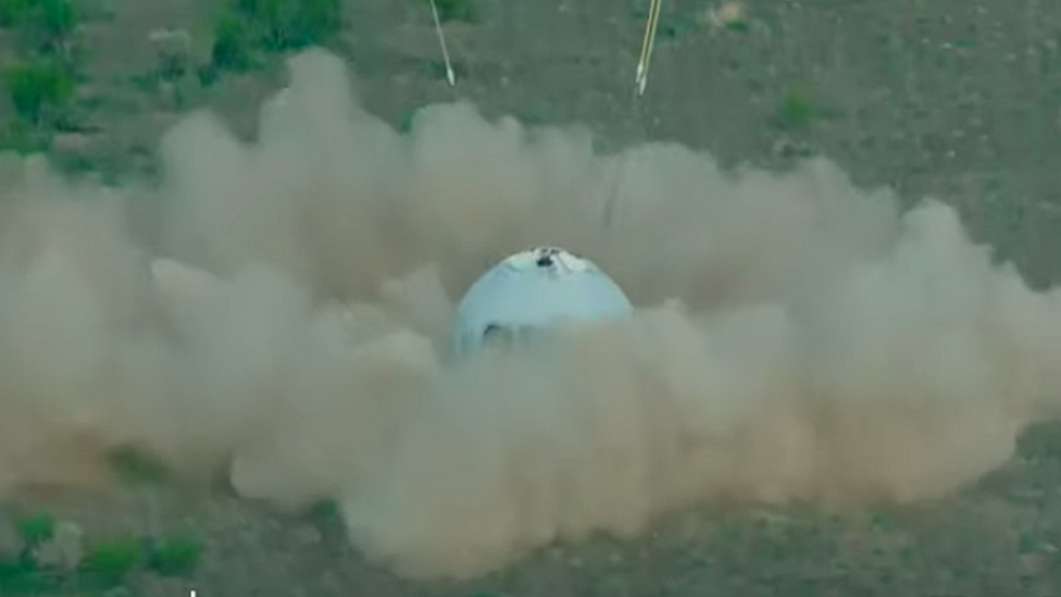 The moment the capsule touched down in the West Texas desert