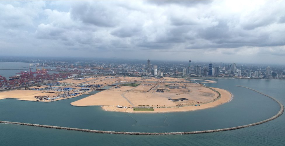 Sand reclaimed from the sea is being transformed into Colombo Port City