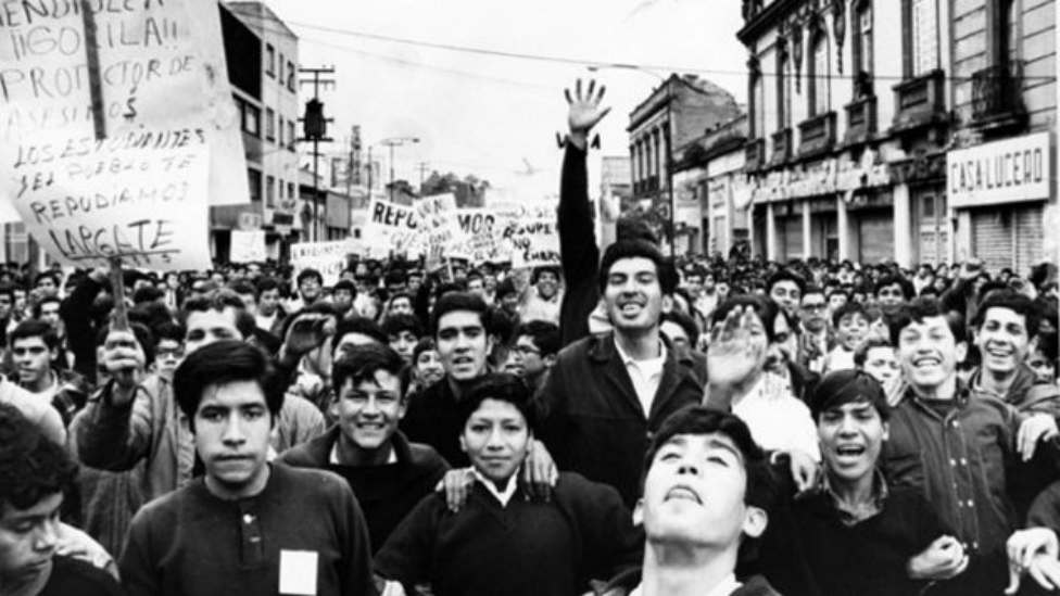 Manifestación de estudiantes en julio de 1968.