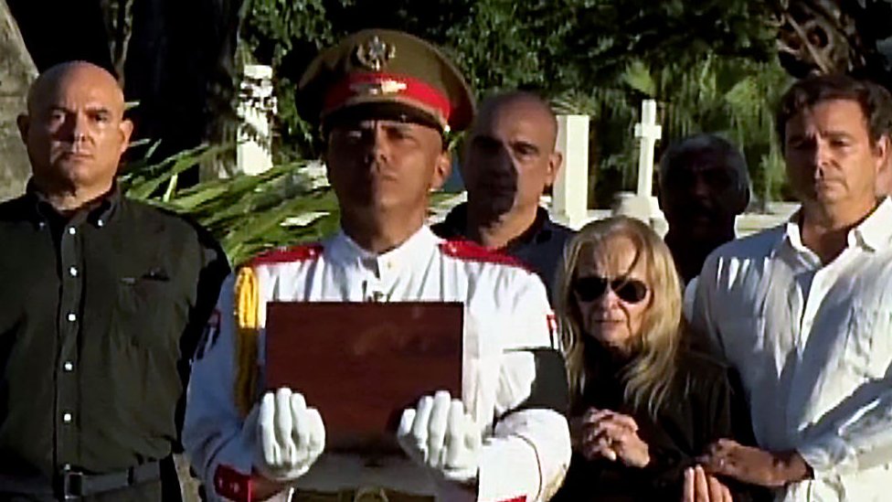Dalia Soto del Valle en el funeral de Castro
