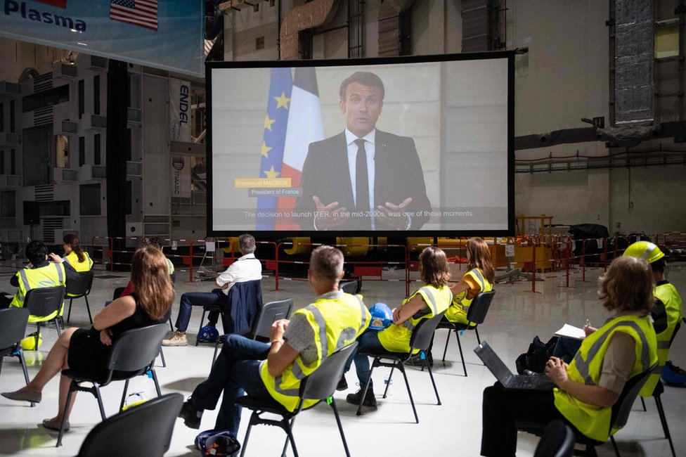 El presidente Macron en videoconferencia