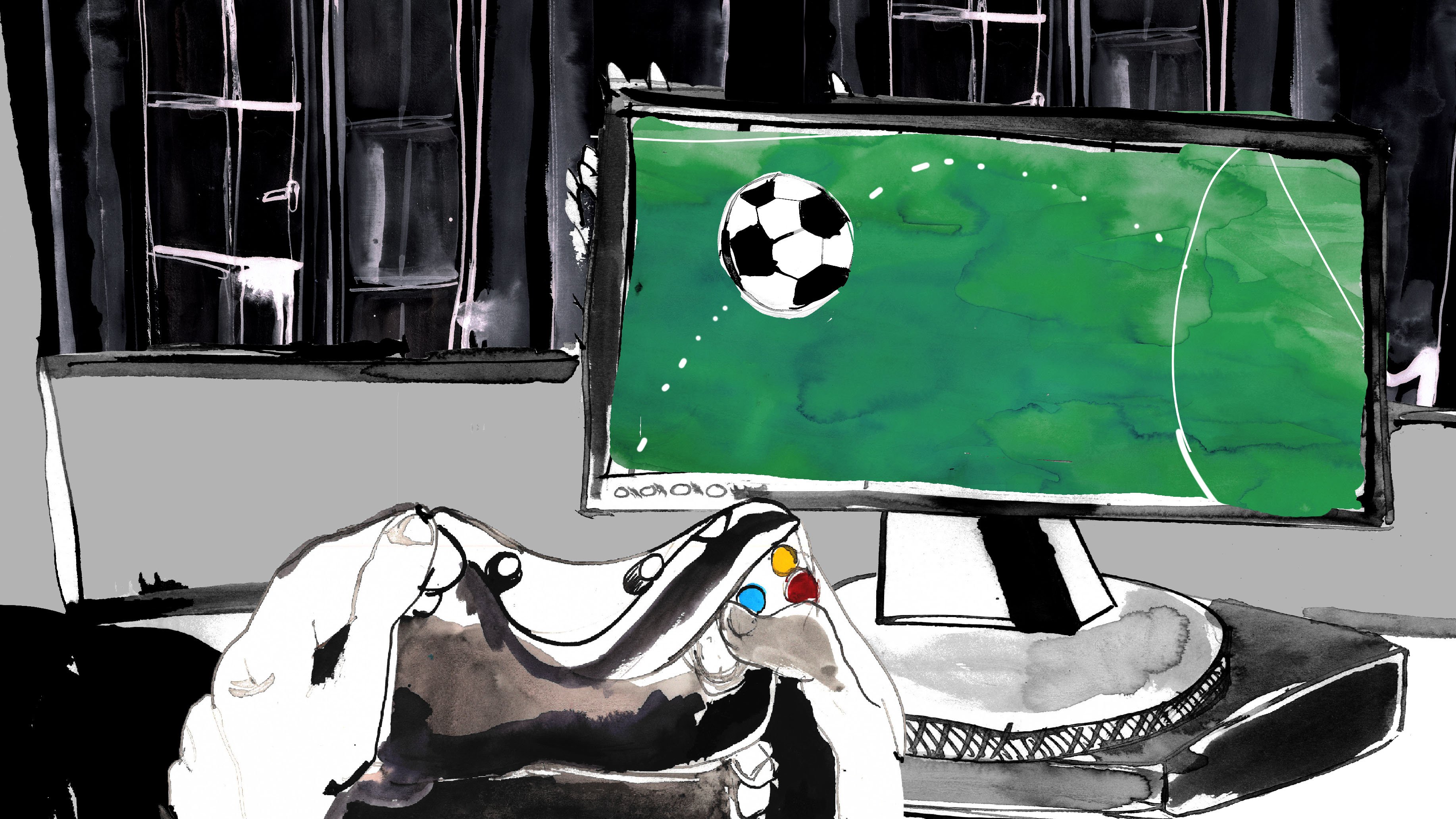 Ilustración de juego de fútbol en línea